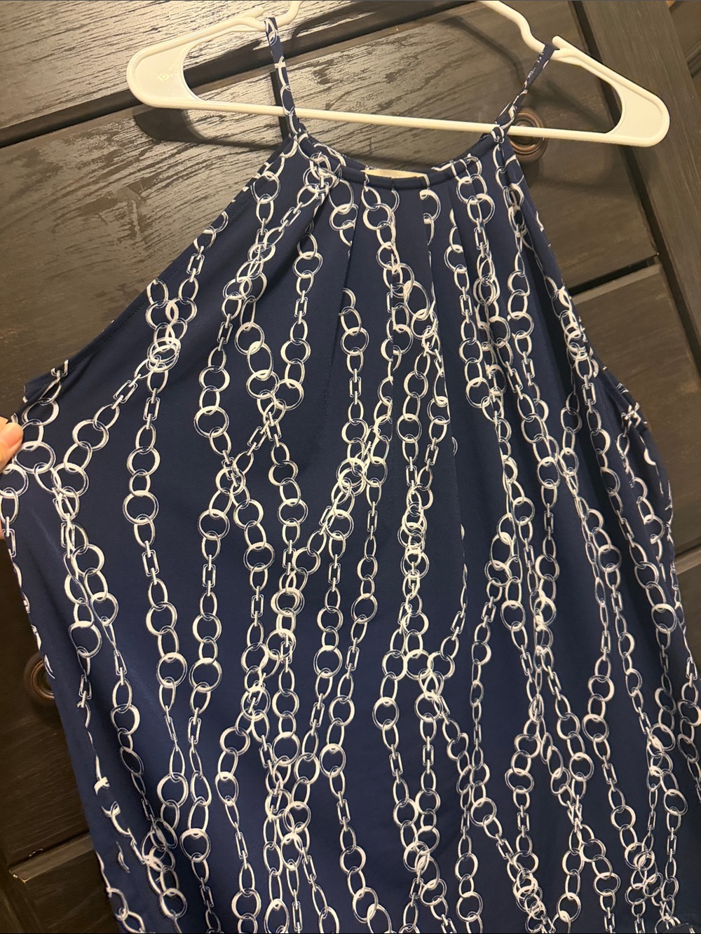 Banana Republic Factory Navy & White Chain-Print Halter Camisole